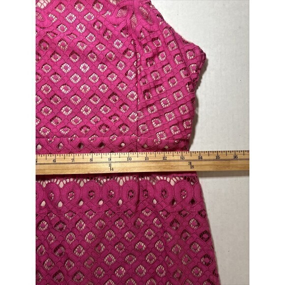 Lulus Pretty In Pink Sleeveless Lace Skater Dress Women's Size Medium - Picture 6 of 9